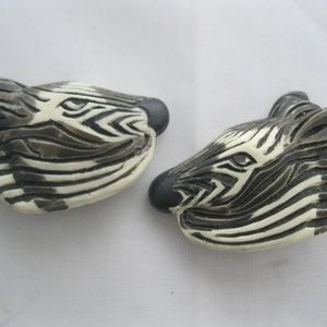 Vintage Pair of Zebra Clip on Earrings